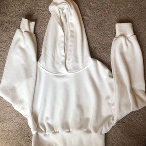 White Cropped Hoodie